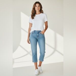 Ann Taylor Embroidered Tuxedo Stripe Straight Crop Jeans Size 2